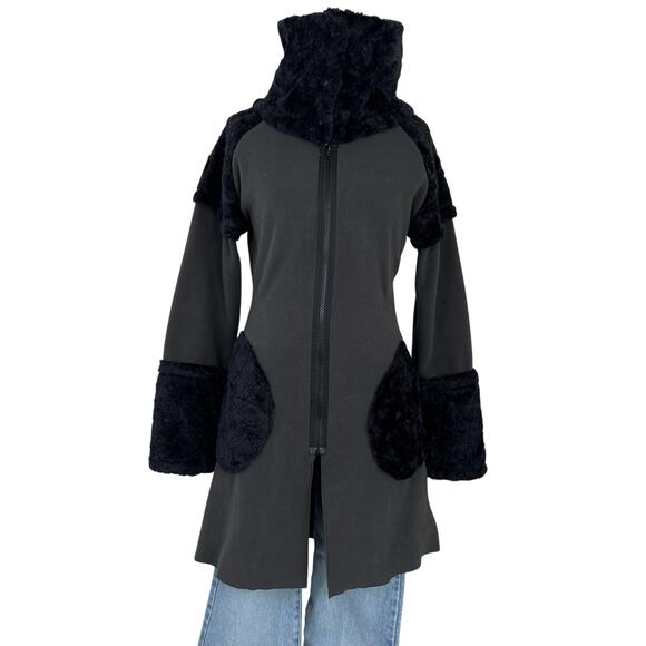 Vintage Mimdo Penny Lane Black Trim Gray Fleece Full Zip Long Jacket (Sz S) - Picture 2 of 15